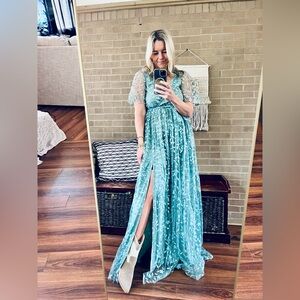 Baltic Born Marseille Maxi Dress with Floral Embroidery